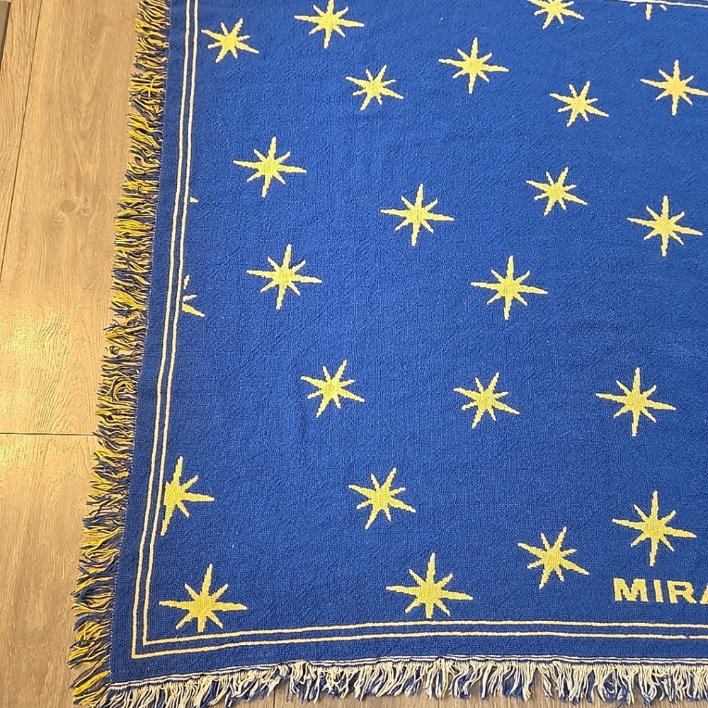 Vintage 90s Celestial Stars Throw Blanket Blue Gold Miracles In Sight Tapestry - Picture 5 of 10